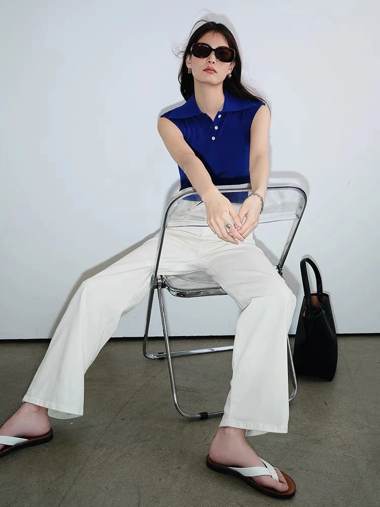 新澳60支精纺羊毛Polo领针织修身无袖背心 亏米清退货拉黑