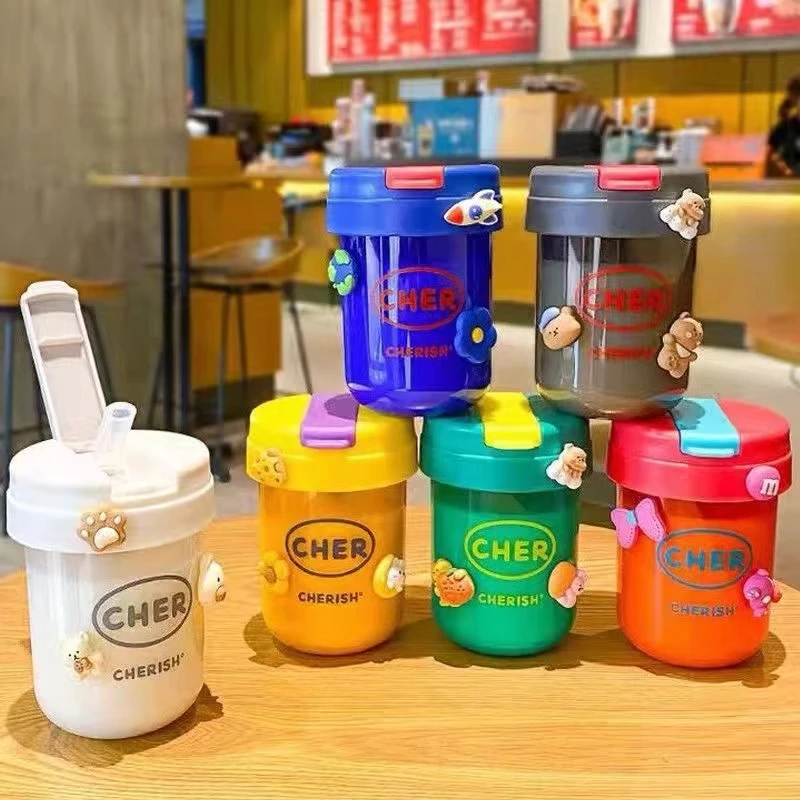 韩版吨吨水杯高颜值吸管学生水杯新款便携可爱杯子小巧杯子insJ