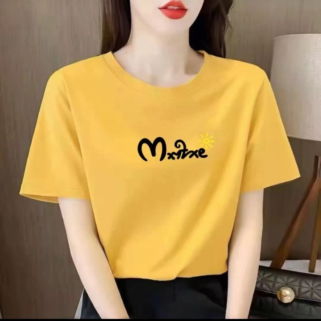 2023夏季新款短袖t恤年轻圆领T恤洋气半袖韩版百搭上衣【M小太阳】