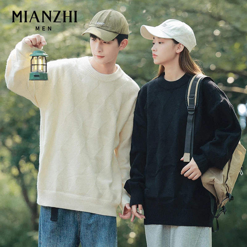 森马集团棉致慵懒风毛衣男士宽松秋冬圆领情侣潮流设计感小众上衣