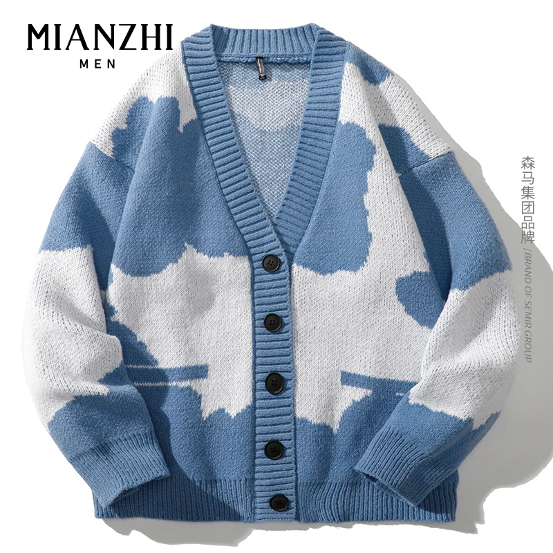 棉致宽松百搭秋冬美式毛衣男复古潮牌日系休闲高级感线衣开衫外套