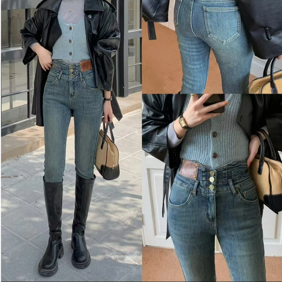 【锦衣服饰】301（300）9030 9304三粒扣小脚牛仔裤