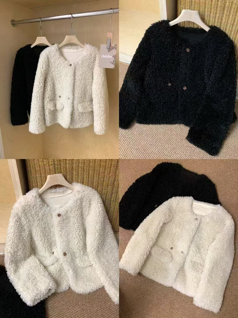 【锦衣服饰】QY 3391小香风时尚皮毛一体外套