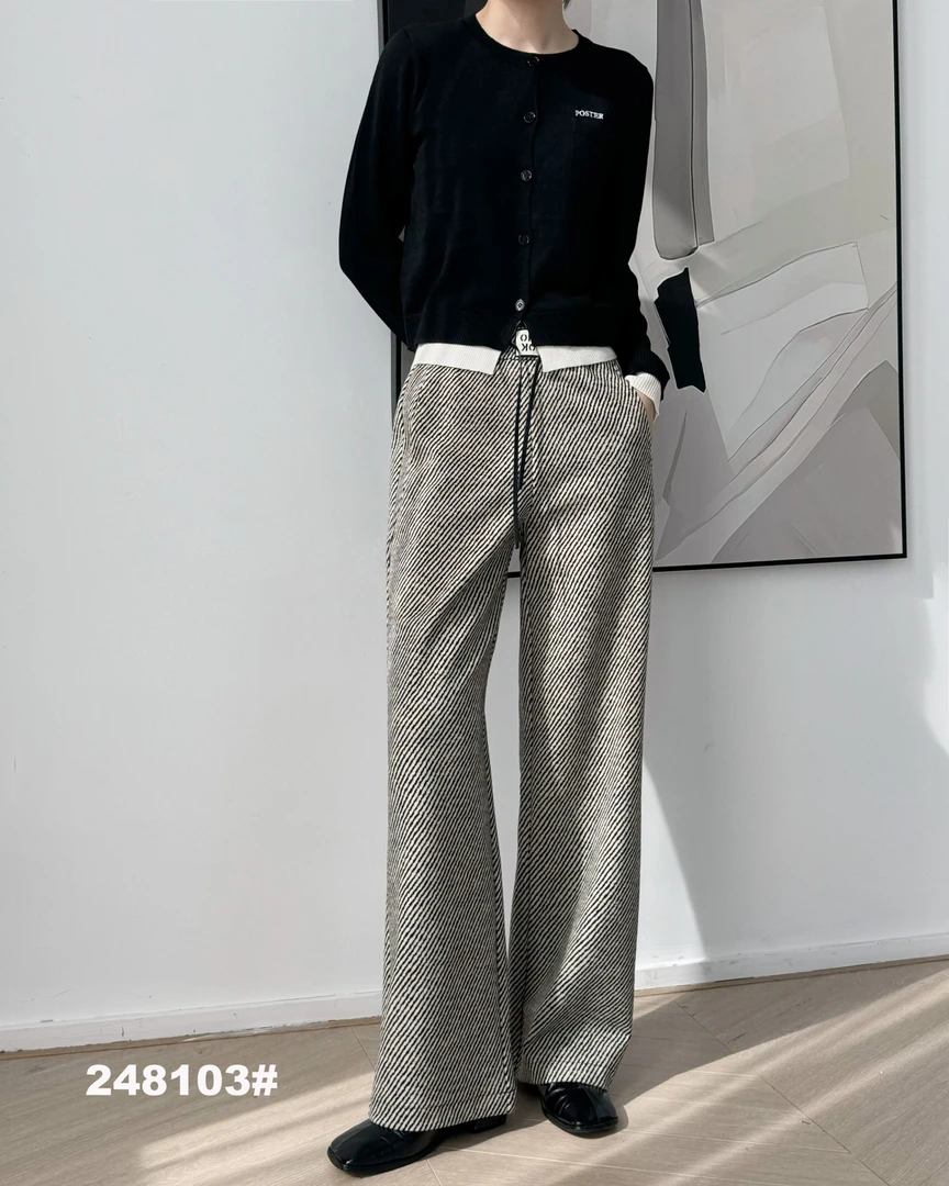 【锦衣服饰】千248103（8103）抽绳字母显瘦百搭休闲阔腿裤