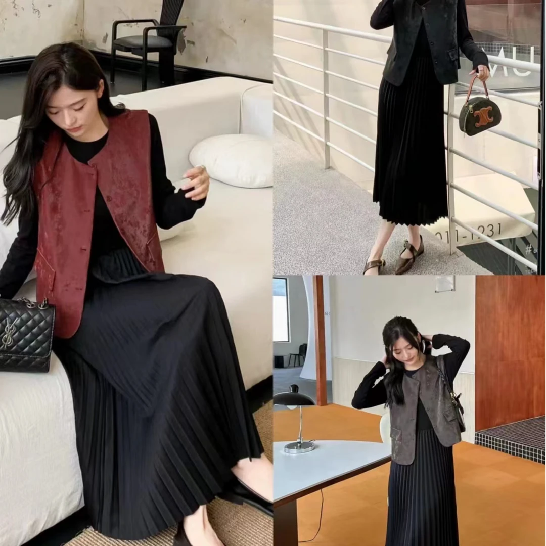 【锦衣服饰】蝶922（8215）（4656）韩版马甲百褶裙套装