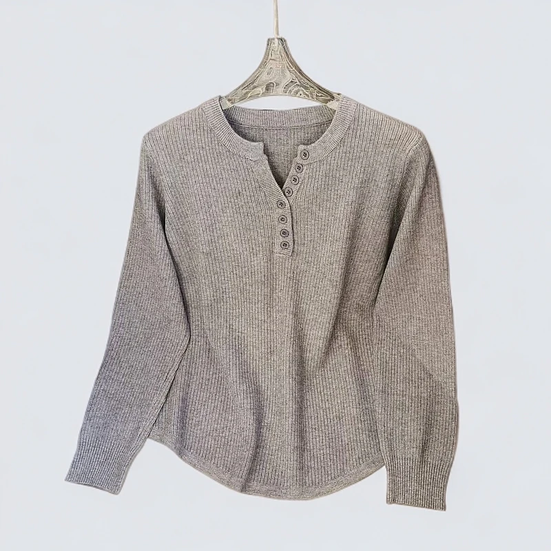 【锦衣服饰】2632韩系半排扣显瘦打底毛衣