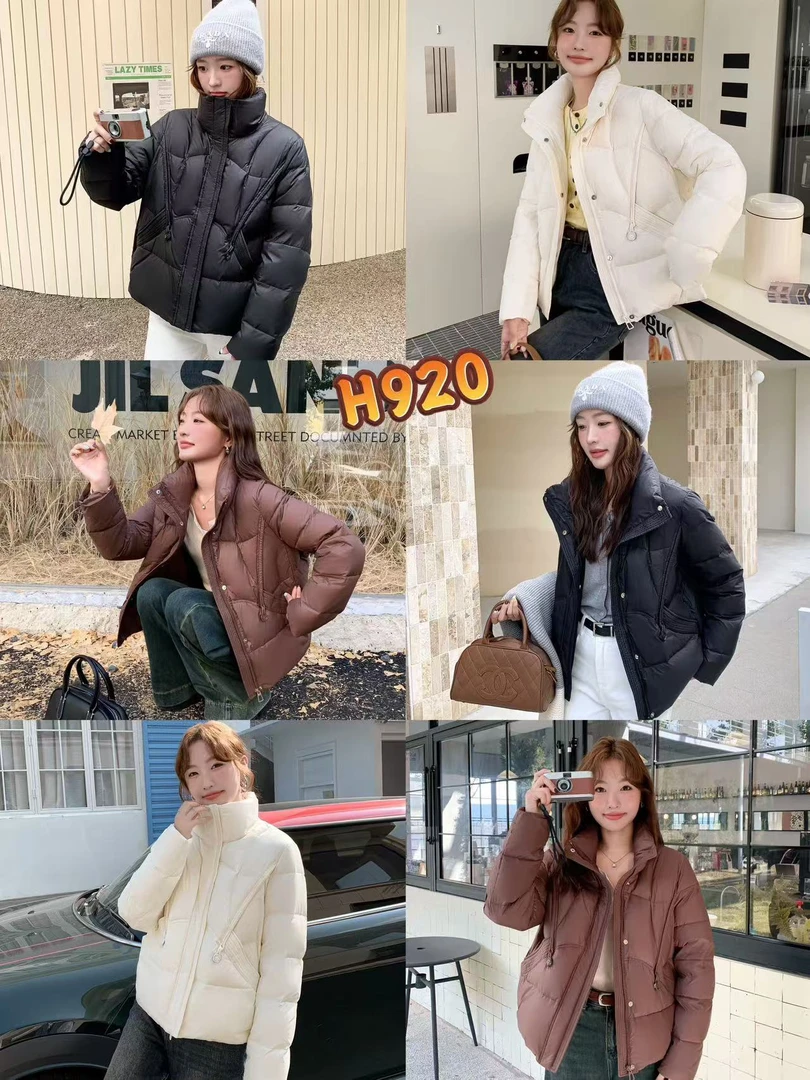 【锦衣服饰】920百搭时尚短款带扣羽绒服外套