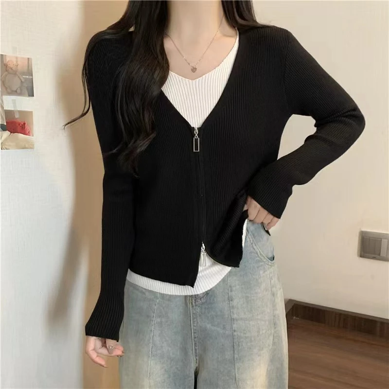 【锦衣 2023秋季新款】1300新款韩版假两件针织衫