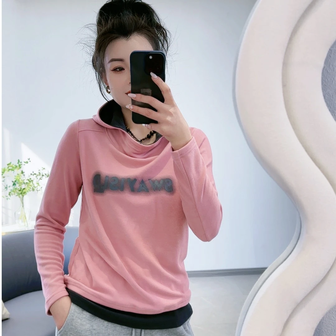 【锦衣 2023冬季新款】妮639欧货撞色字母德绒帽衫