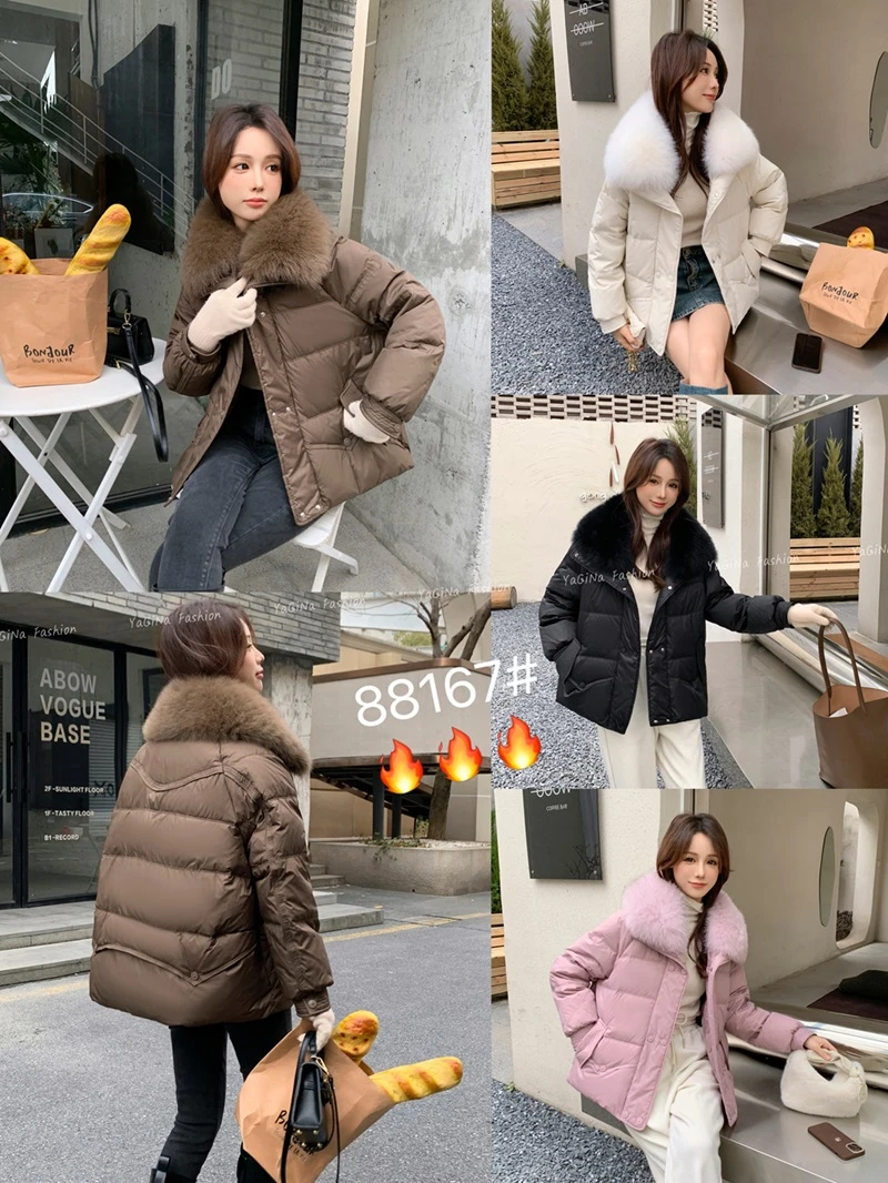 【锦衣服饰】雅88167大毛领中长款90绒羽绒服
