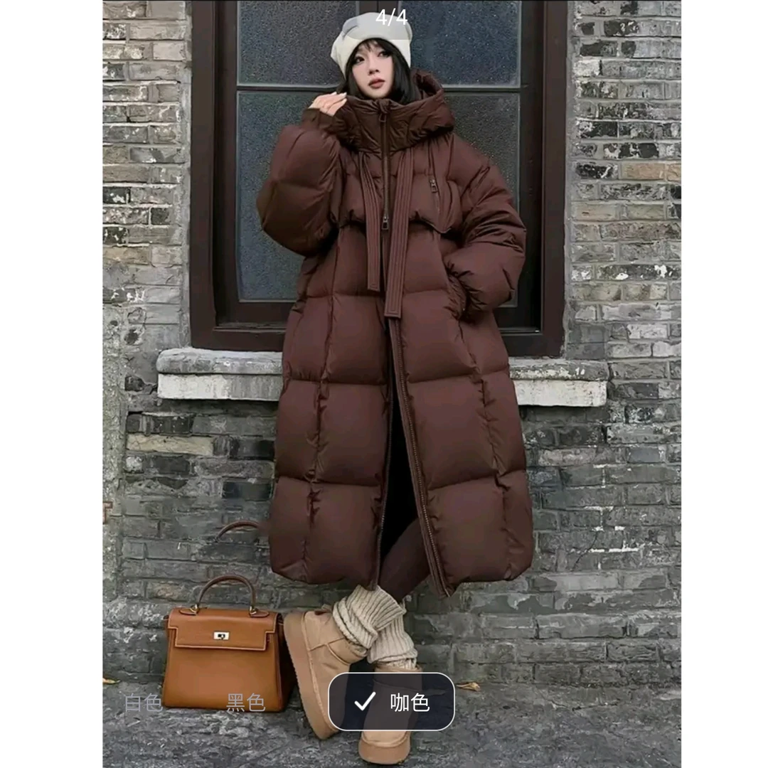 【锦衣服饰】0001（0522）大被子长款白鸭绒加厚羽绒服