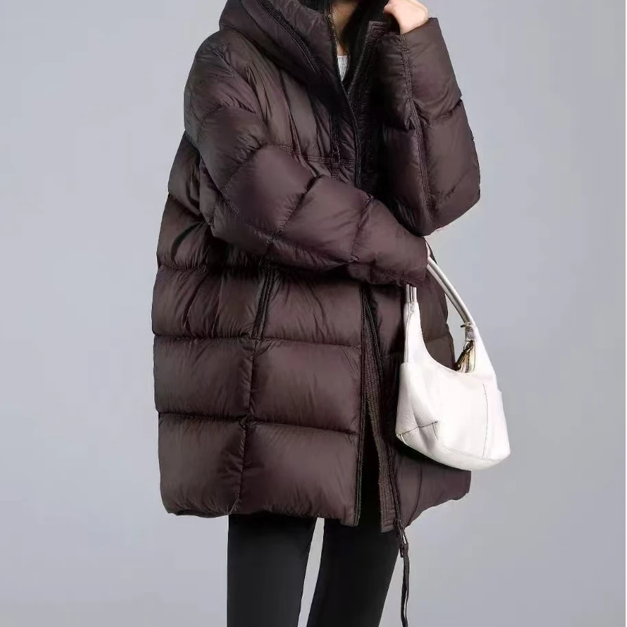 【锦衣服饰】BG 8612中长款气质连帽羽绒服