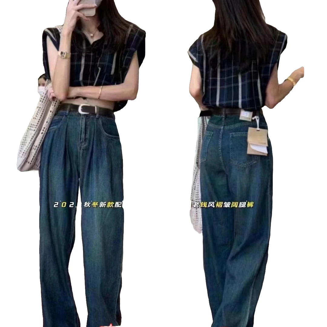 【锦衣  2023冬季新款 底抓毛】李88835褶皱水洗复古色百搭阔腿裤