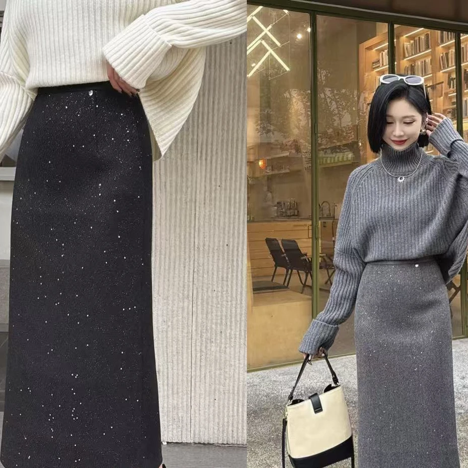 【锦衣服饰】L 8908（88908）黑色亮丝星空时尚半裙