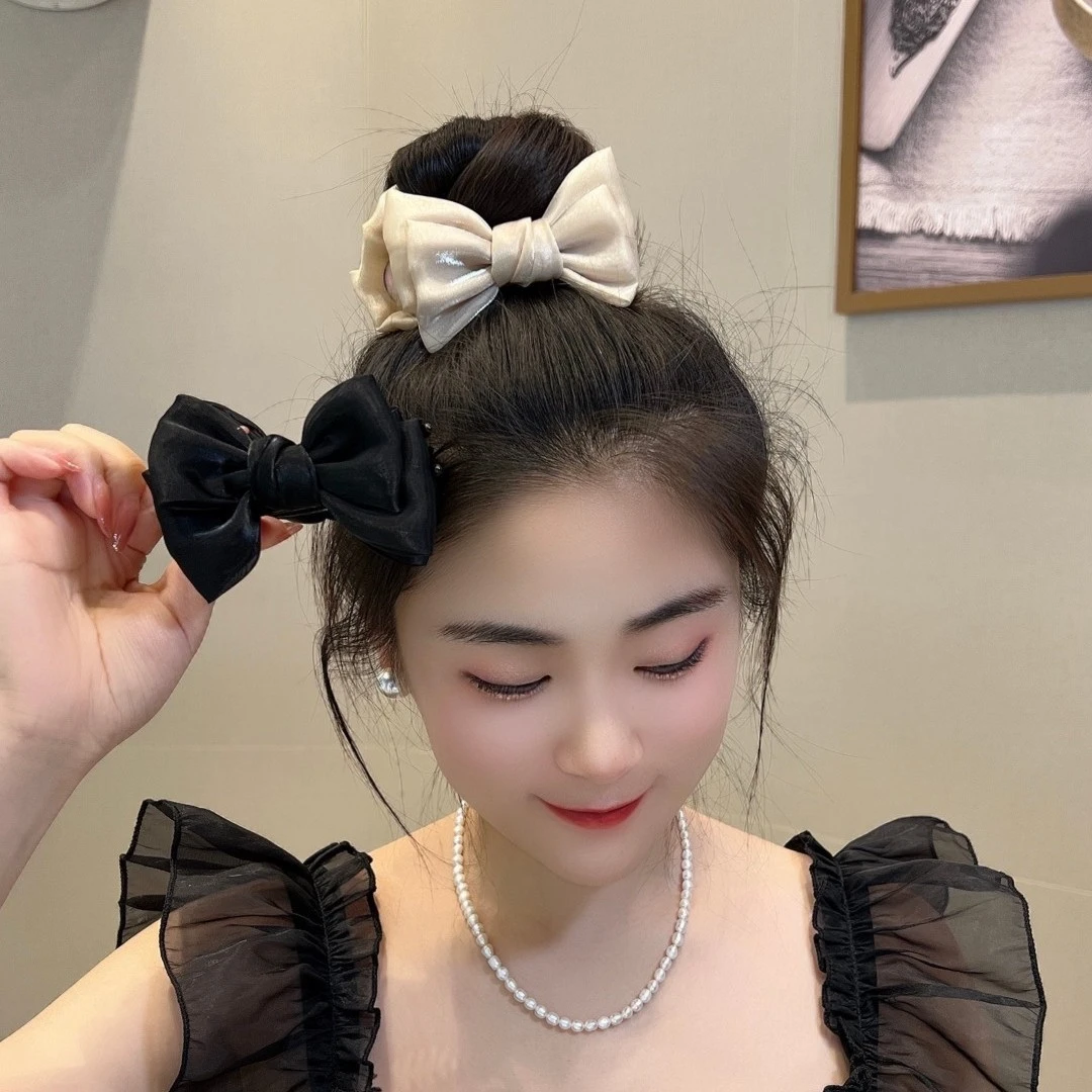 非金属布艺发饰 新款蝴蝶结丸子头抓夹女高马尾发夹子发卡发饰ins
