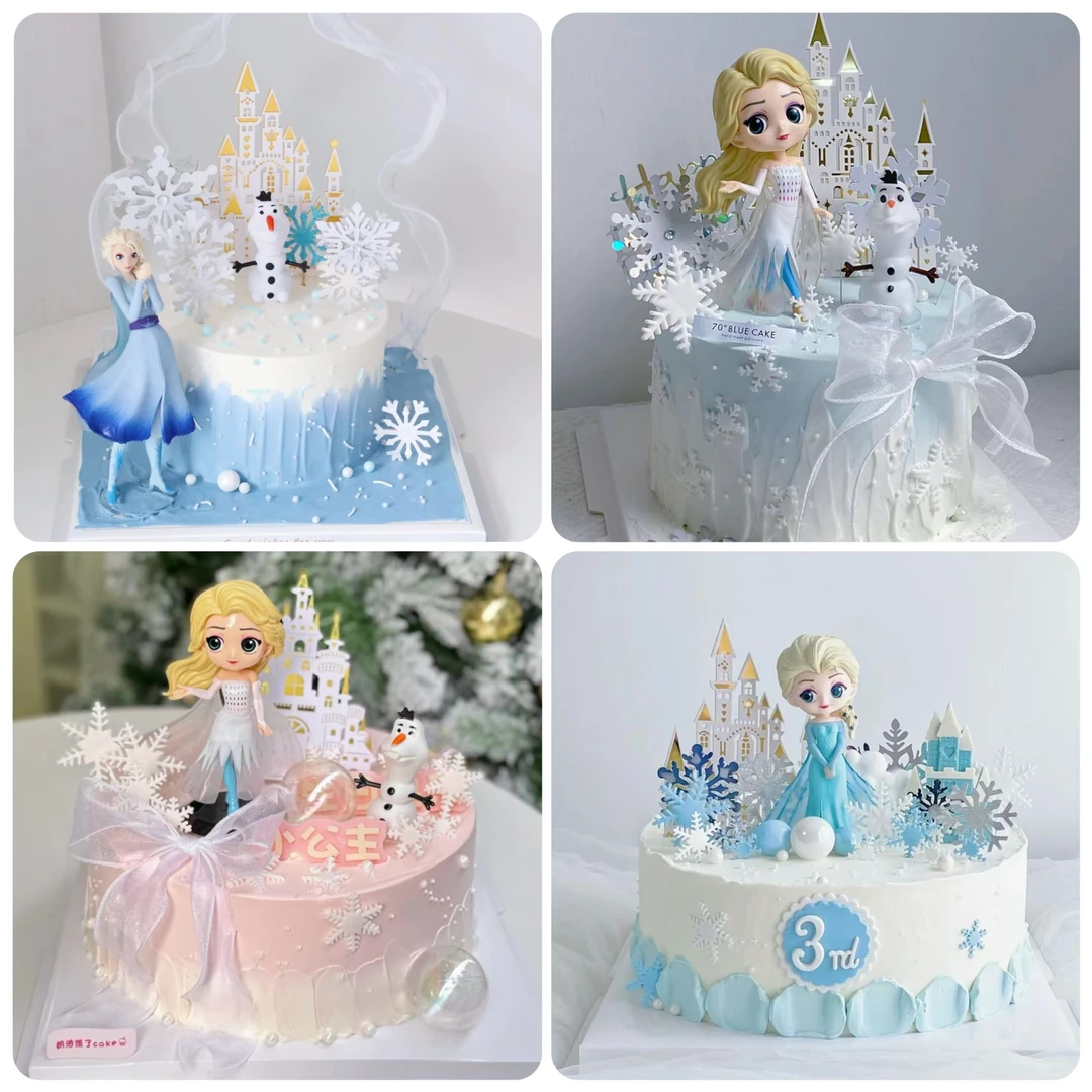 爱莎公主雪宝艾莎公主蛋糕装饰女孩生日蛋糕城堡雪花装饰摆件