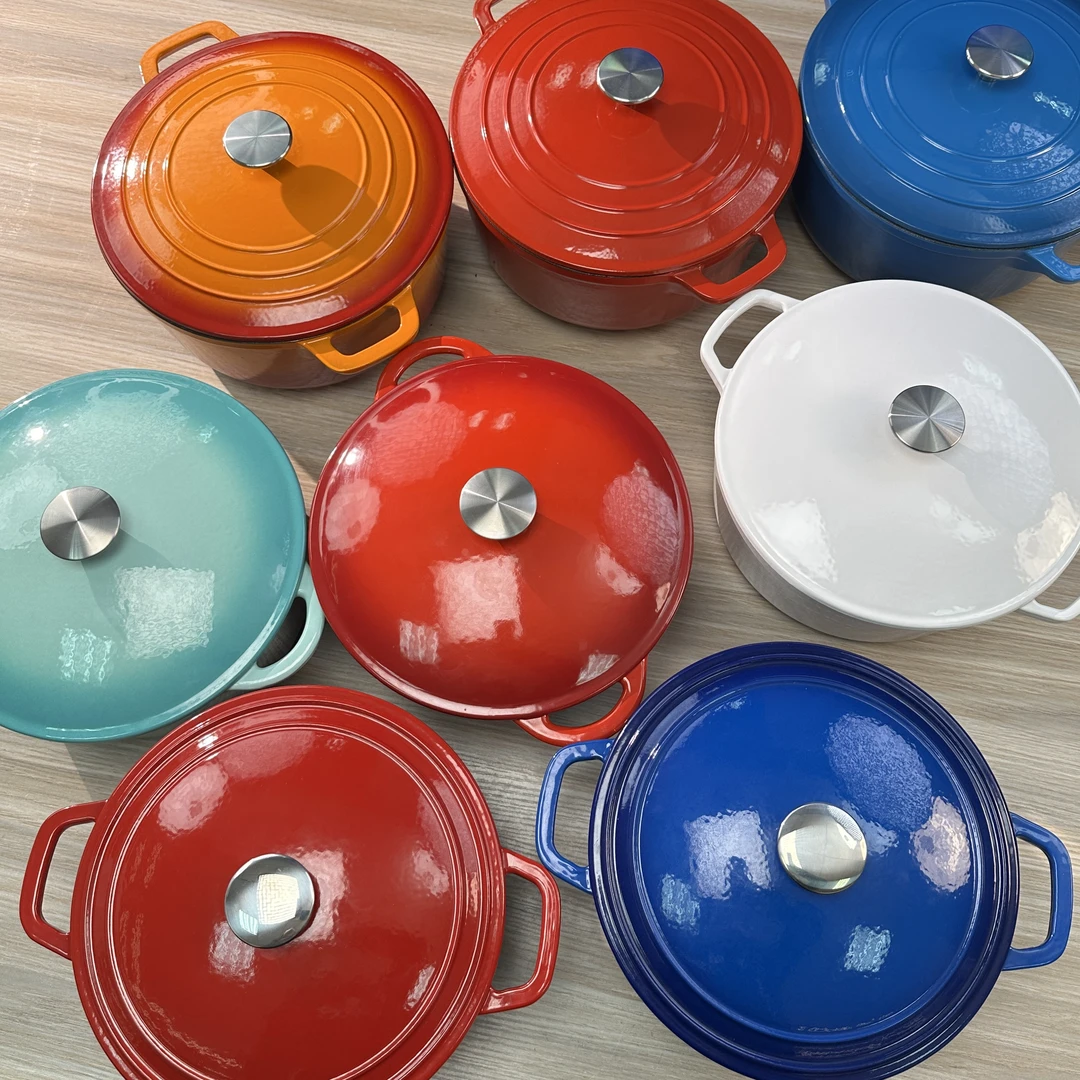 三厦多种颜色铸铁珐琅锅出口款圆锅炖煮经典