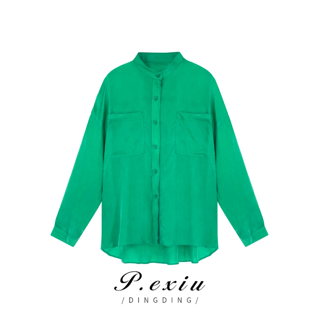 PanYiXiu/潘依绣【雨后清香】100%铜氨丝质感长袖衬衫 SH0802