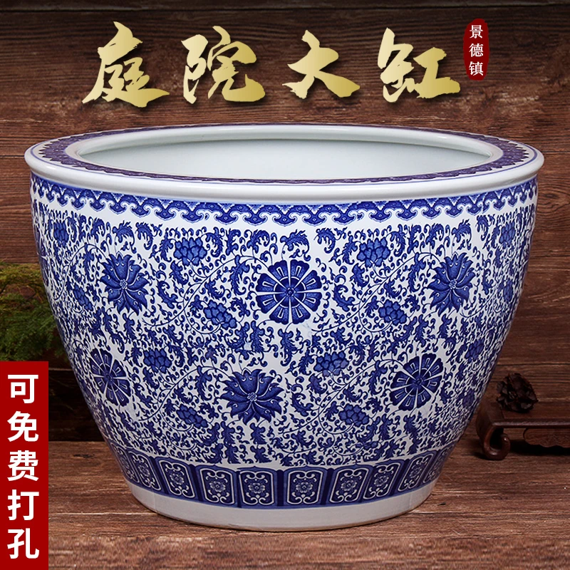 景德镇陶瓷摆件鱼缸流水器喷泉家用鱼缸大号客厅加湿招财