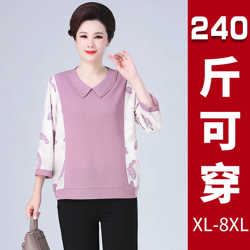 中老年新款女装加肥加大码200斤宽松针织衫长袖春秋妈妈装洋气