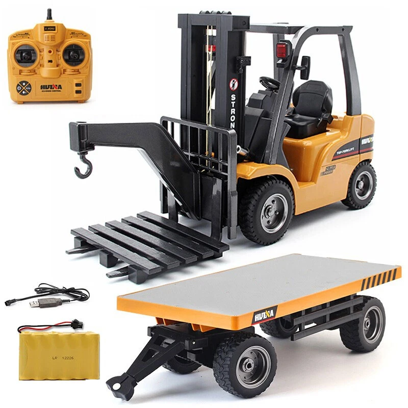 汇纳576大号合金工程车叉车吊车卡板车电动可充电遥控仿真模型