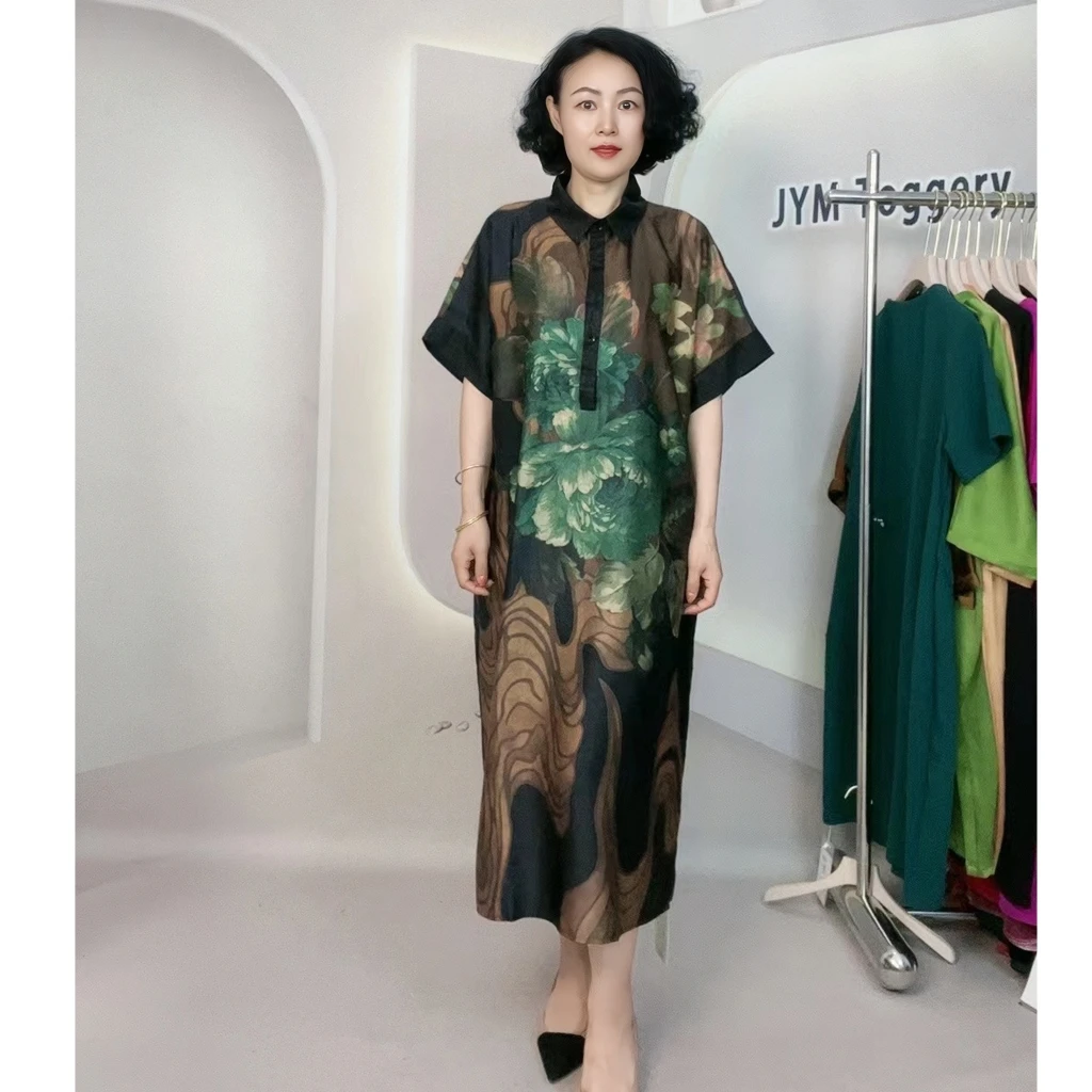 JYM［新款高定］时尚洋气宽松显瘦中国风衬衫领连衣裙