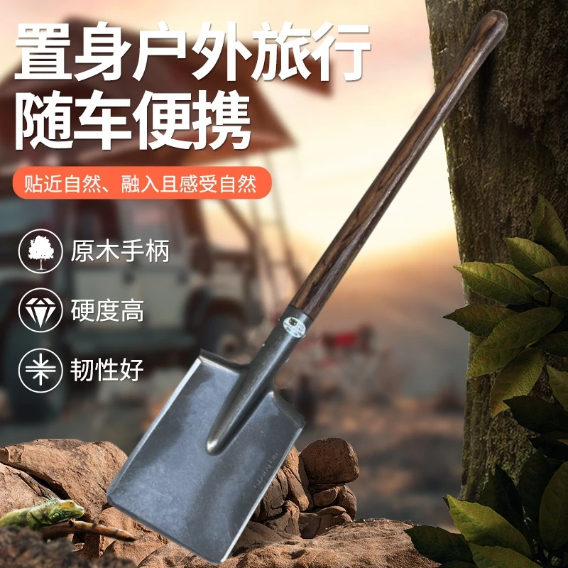 昌林兵工铲锰钢户外除雪铲冰铲平头铲车载钢锹俄式战备锹钓鱼铲