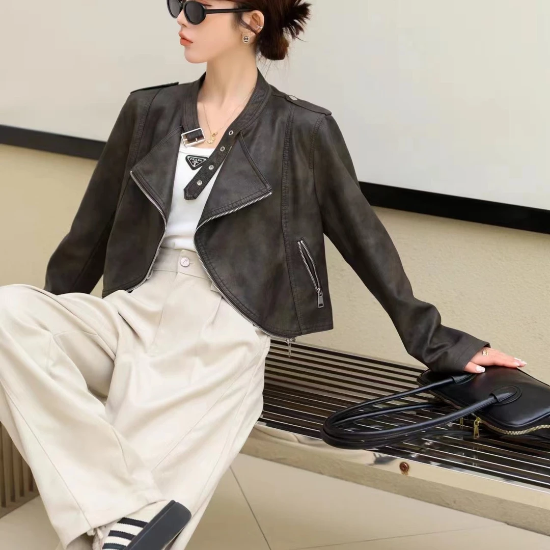 皮衣夹克设计感小众高级轻奢短款精致外套名媛气质修身百搭上衣