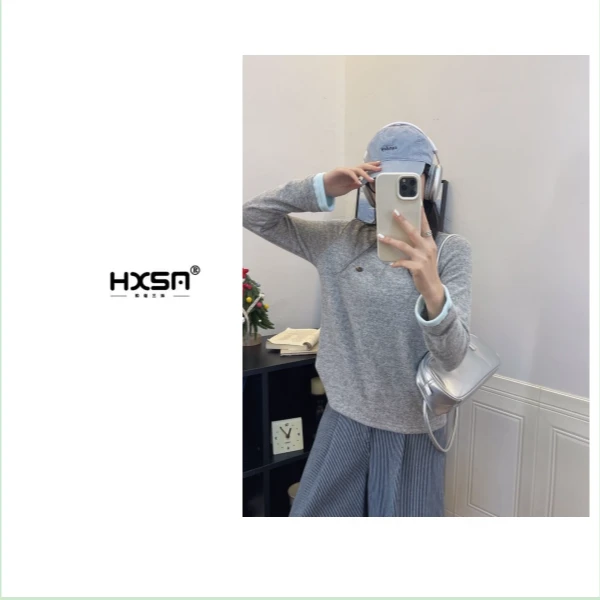 HXSM「撞色鸡蛋打底衣」冬款气质百搭圆领打底9532