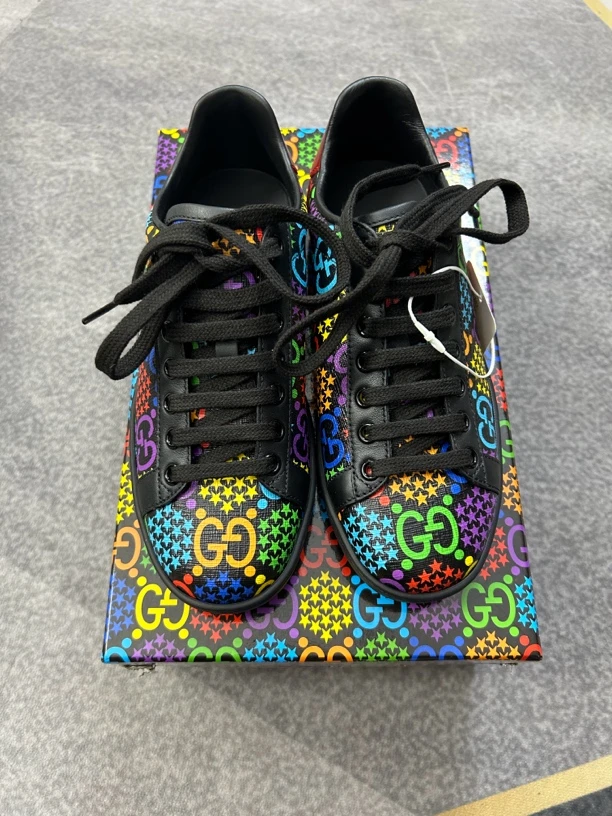 古驰gucci彩色黑板鞋99新35码