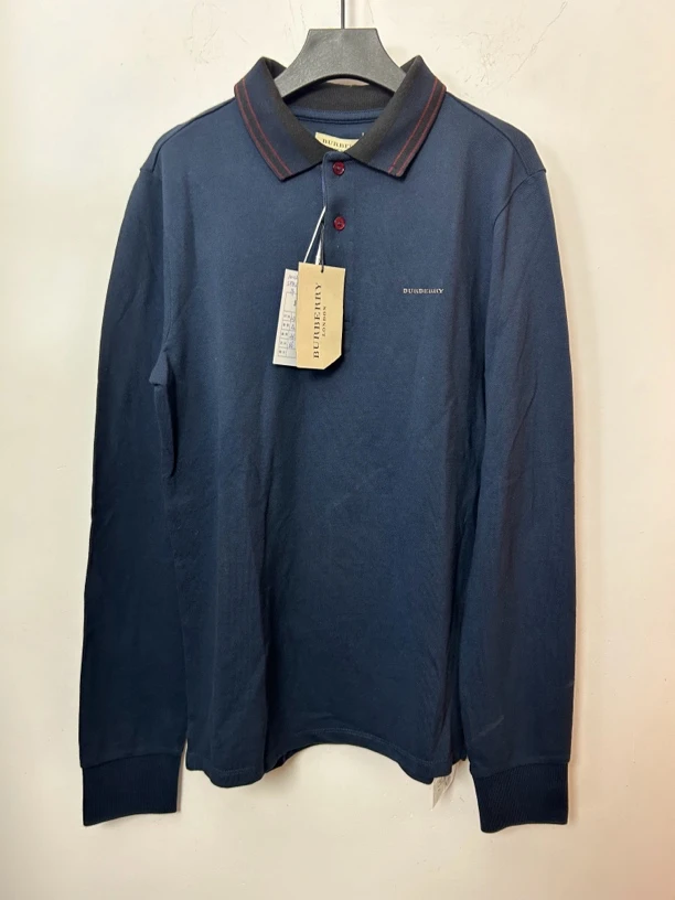 Burberry藏青色长袖polo衫99新