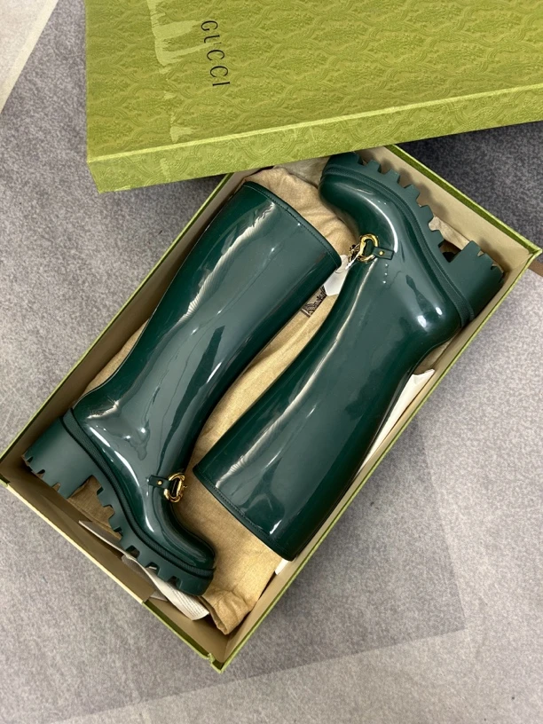 古驰绿色雨靴36码99新