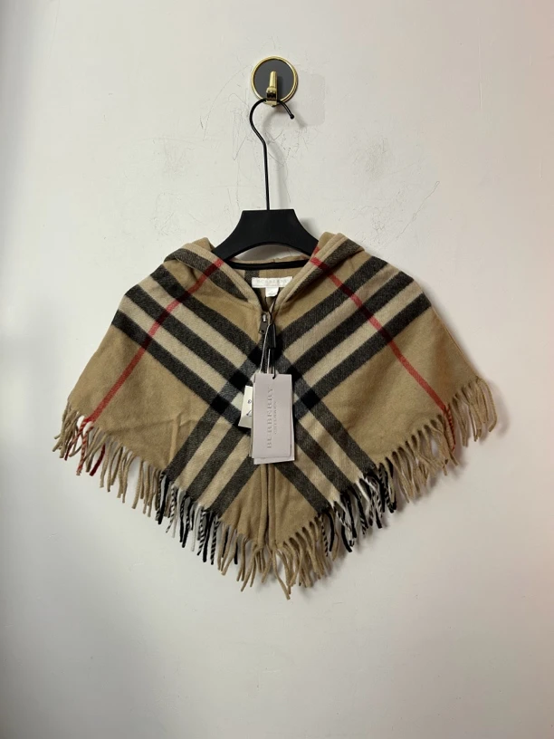 Burberry格纹连帽儿童披肩99新
