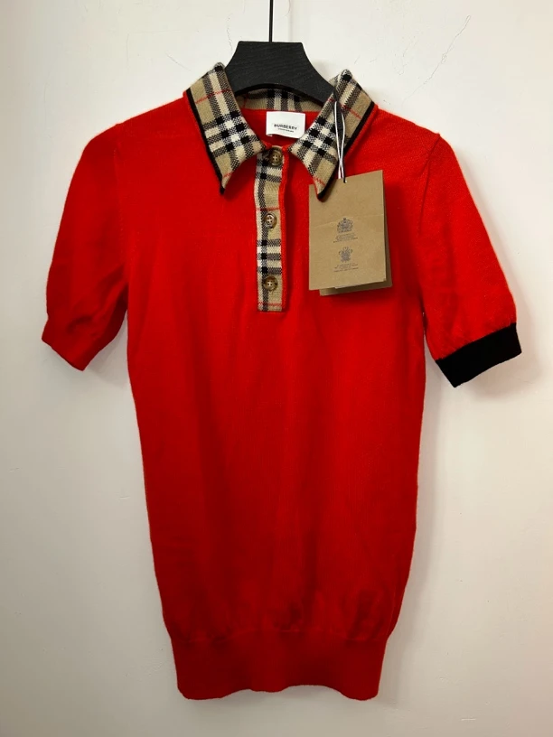 Burberry红色经典格纹领polo衫99新