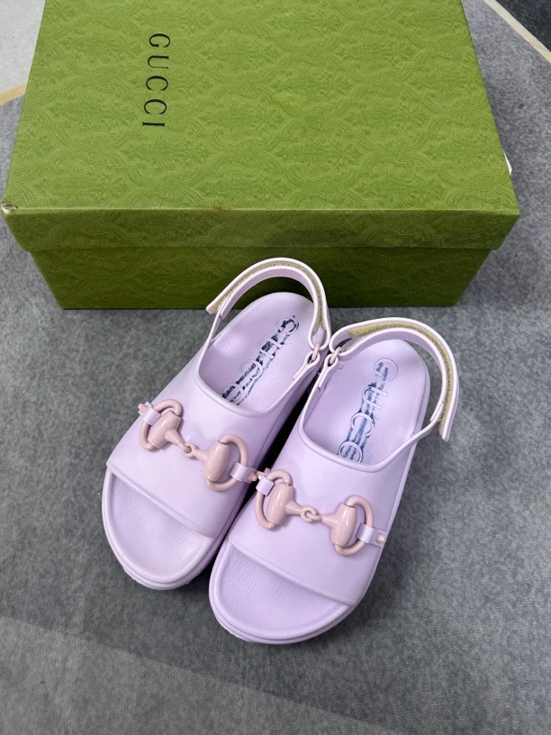 95新 GUCCI/古驰 紫色凉鞋三六码