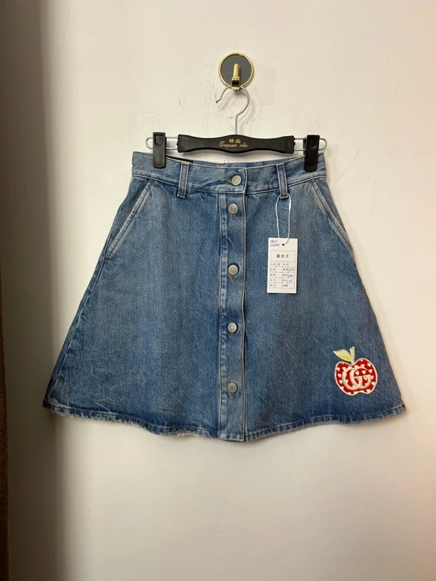 古驰蓝色牛仔短裙95新