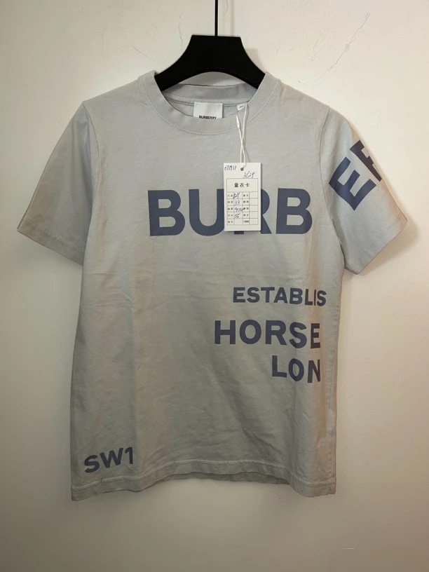 Burberry灰色字母半袖T恤95新