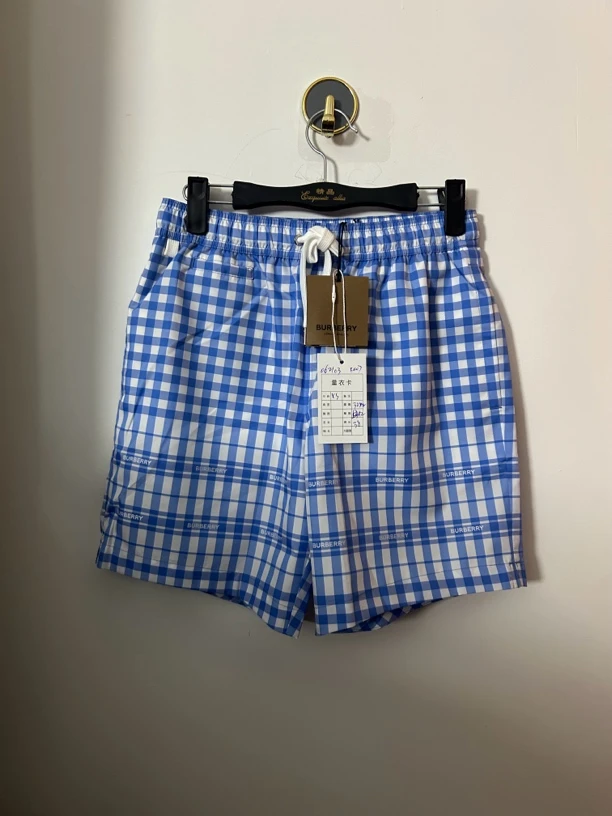 Burberry蓝色格子短裤99新