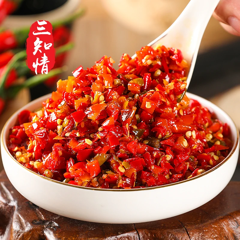 三知情 茶油三色椒280克/瓶  新鲜三色剁椒酱香辣下饭风味开盖