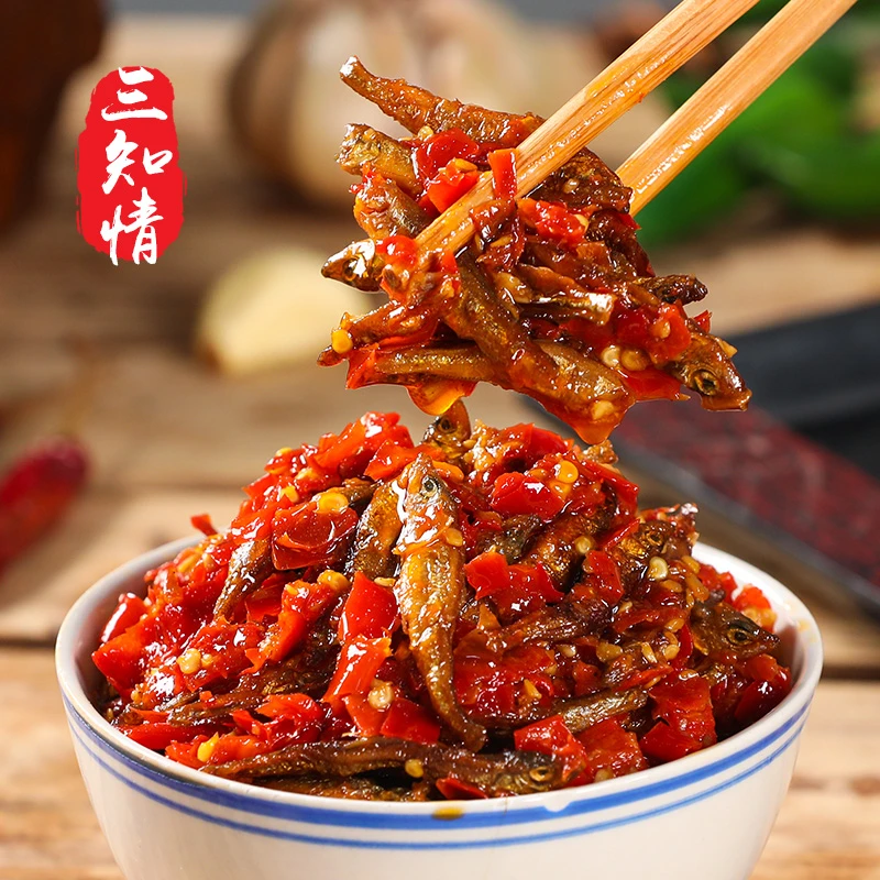 三知情 剁椒小鱼仔280克/瓶 速食下饭菜罐装柴火小鱼美食开盖即食