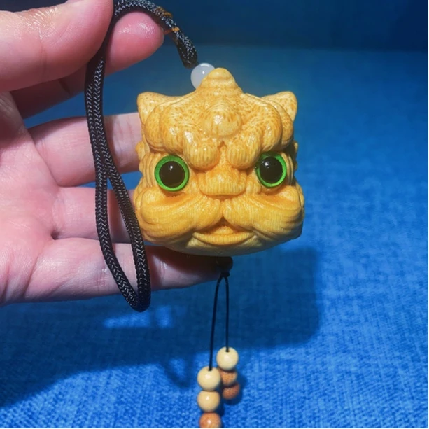 实心竹竹雕醒狮(手把件)可做摆件手把件