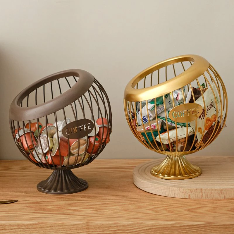 新款高颜值铁艺水果篮高档零食收纳篮桌面茶几装饰摆件糖果收纳盘