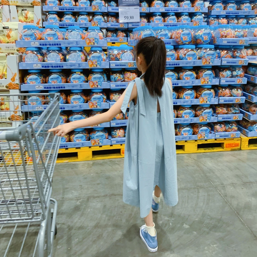 【萌娃暑期穿搭】2023夏款韩版女童百搭洋气时尚简约背心休闲连衣裙