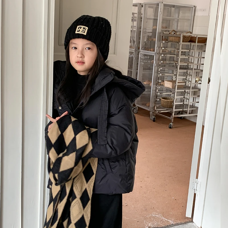 女童羽绒服冬季2023新款洋气韩系白鸭绒儿童加厚保暖连帽外套