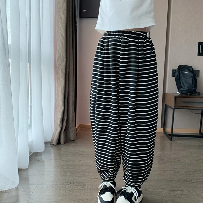 【斑马】西西家2025春儿童百搭条纹束脚裤潮流休闲裤JX9067TW