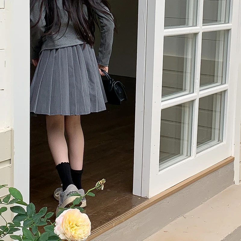 【灰常学院】西西家女童半身裙2025春A字裙学院风百褶短裙QZ621