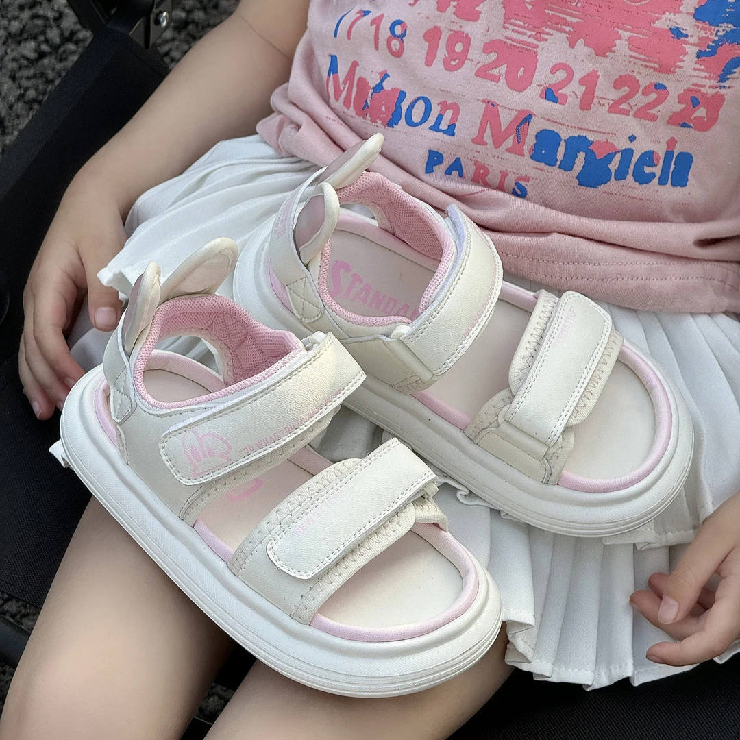 西西家女童2024夏季新款凉鞋百搭休闲韩版露趾鞋子XZ24801