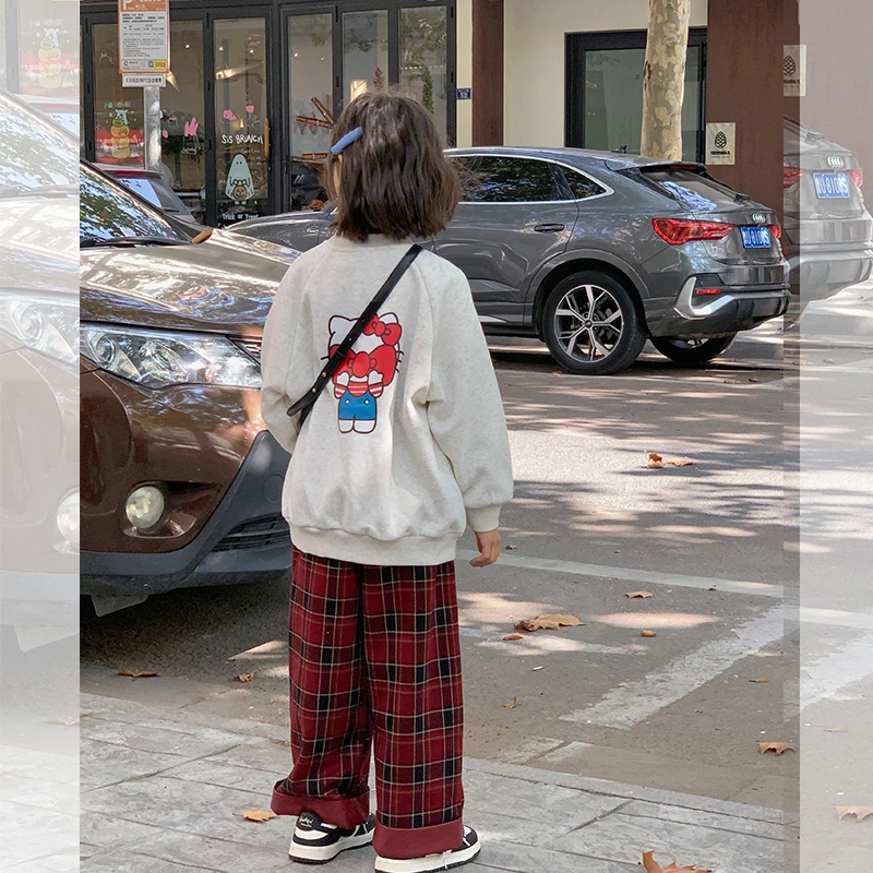 【害羞kitty】女童加绒卫衣2024冬款新品加厚保暖卡通圆领长袖HK322