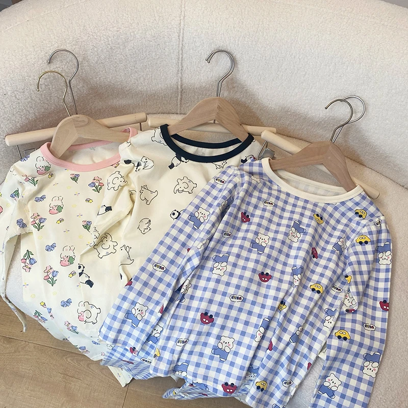 【清仓】西西家秋冬款简约百搭女童洋气卡通印花两件套家居服套装
