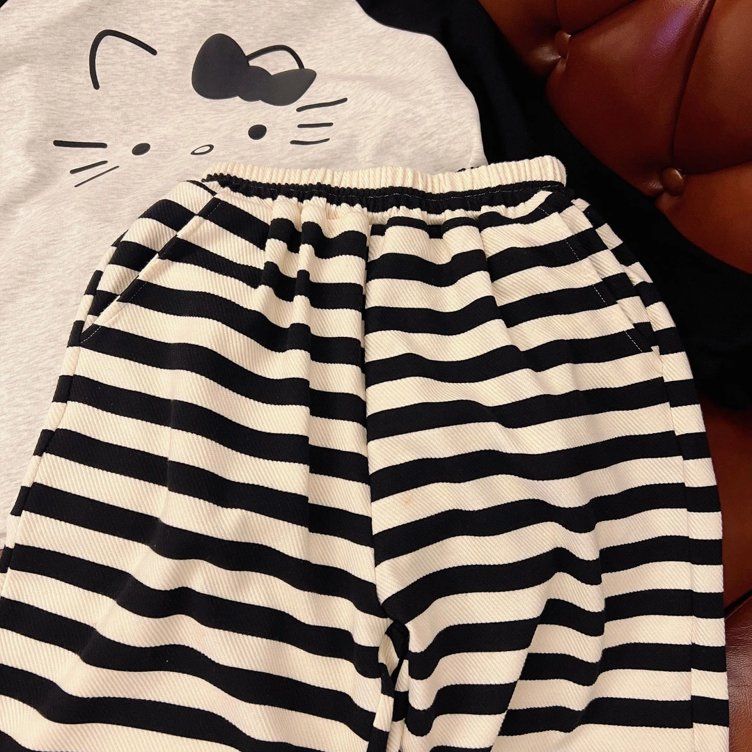 【条纹的酷】西西家女童2025春女童百搭洋气条纹运动裤JX9145